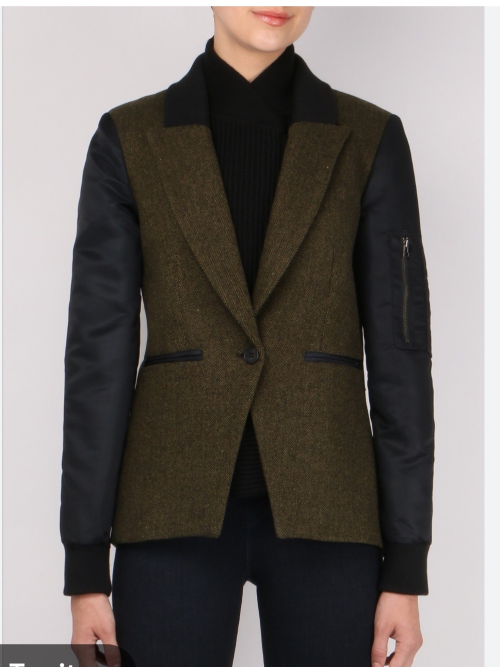 $795 RARE Veronica Beard Wisteria mixed media wool Herringbone Dickey Jacket 12